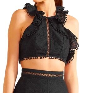 Black Zimmermann Eyelet Crop Top